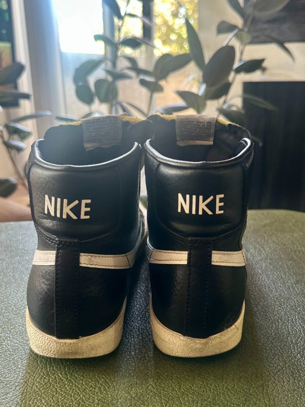 Nike High Top Sneakers Black Leather Men’s Size 8 - Picture 2 of 8